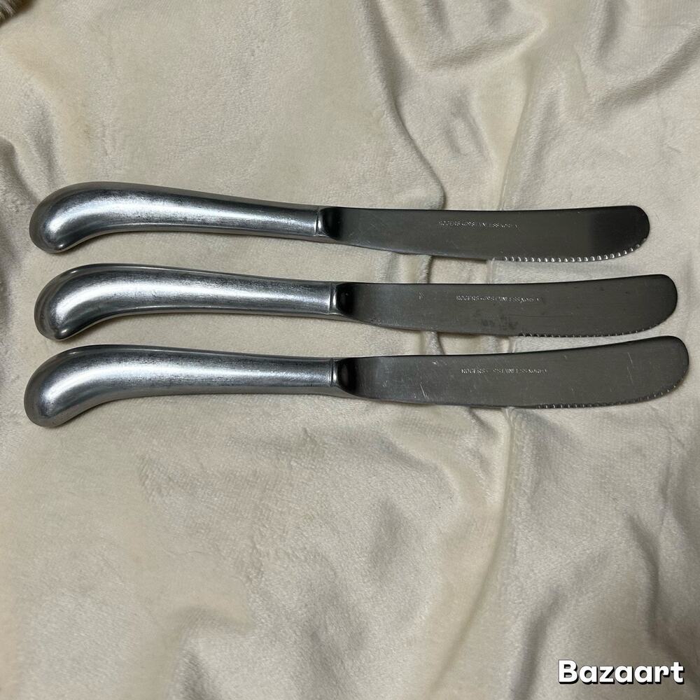 3 Rogers JEFFERSON MANOR Stainless Blunt Pistol Butter Knives (Korea)